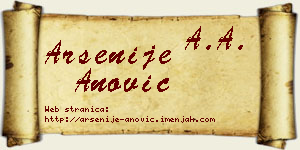 Arsenije Anović vizit kartica